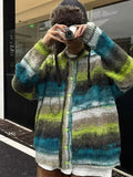 Aidase Knitted Sweaters for Men Sleeveless Striped Green Vest Man Clothes Waistcoat Gradient Color Neck High Quality Replica Street S V