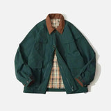 AIDASE  -  Lapel Contrasting Color Jackets Spring Autumn Japanese Ins Trendy Cool Casual Versatile Loose Coats Men's Green Workwear Jacket aidase-shop