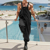 AIDASE  -  Men Jumpsuits Solid Color Sleeveless Straps Rompers Men Pants Streetwear Loose 2025 Fashion Casual Suspenders Overalls aidase-shop