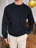 AIDASE  -  Leisure Knitting Sweaters For Mens Fall Winter Casual Texture Knit Bottoming T Shirt Fashionable Solid Color Crew Neck Sweater aidase-shop