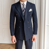 Aidase Metallic Stripe Business Formal Casual Double Breasted  Dress Suit 2 Piece Wedding Suit For Men Office Work Party Prom Costume aidase-shop
