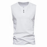 AIDASE  -  Men's Wide Shoulder Vest for Foreign Trade, Henry Collar Sleeveless T-shirt, Cotton Shirt, Camisole, Casual T-shirt for Men aidase-shop
