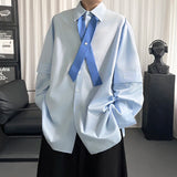 AIDASE  -  Casual Men's Shirt Cross Tie Detachable Sleeves Solid Color Design Summer New Fashion Lapel Single-breasted Shirts 21E6629 aidase-shop