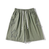 Aidase Vintage Star Patchwork Shorts Men Summer All-match Hot Sale Ulzzang Leisure Streetwear Chic Denim Short Pants Plus Size 5XL