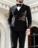 AIDASE  -  Black Handsome Business Men Suits With Beads Handmade 2-Pieces Jacket Pants Custom Made Designer Wedding Formal Occasion M-M2701 aidase-shop