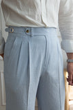 Aidase 2024 Spring Seersucker High Waist Straight Pants British Petty Bourgeoisie Blue Stripe Italian Casual Trousers Men aidase-shop