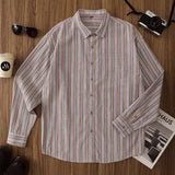 AIDASE  -  Striped Shirt Trend Personality Simple Atmosphere Gentleman Must-have Streetwear Long-sleeved Loose Retro Japanese Casual Shirt aidase-shop