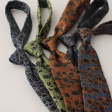 AIDASE  -  New Trendy Men's Silk Ties Jacquard Dot Floral Necktie 8cm Brown Green Neck Tie Daily Wear Shirt Suit Cravat Wedding Groom Gift aidase-shop