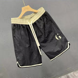 Aidase  Summer Men Trendy Contrast Color Quick Drying Sports Short Pants Male Casual Loose Letter Embroidery Straight Beach Shorts