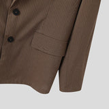 AIDASE  -  Men Striped Blazer Lapel Long Sleeve Button Casual Male Suit Streetwear Elegant Fashion Thin Coats Men Blazer S-5XL aidase-shop
