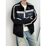 AIDASE  -  Retro Contrast Jacket Motorcycle Suit Suede Stand Collar Jacket Men's High-end Outdoor Niche Bomber Jacket Baseball Uniform Suit aidase-shop
