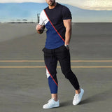 AIDASE  -  Summer Male Loose Casual Printing T-shirt Elastic Waist Pants Set Men Short Sleeve Street Style Pullover Tee Sweatpants Homme aidase-shop
