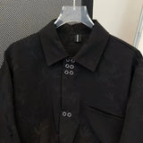 AIDASE  -  Men's Black Long Sleeved Shirts Unique Printed Lapel Tops Featuring A Single Breasted Design Male Clothing aidase-shop