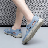 AIDASE  -  Summer Breathable Leather Women's Sandals Fashion Women Slippers Non-Slip Casual Women Roman Shoes Outdoor Beach Flat Sandals aidase-shop