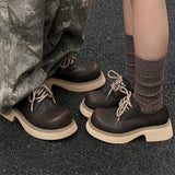 AIDASE  -  Fashionable Men Large-headed Derby Shoes Casual High-end Thick-soled Height-increasing Leather Shoes British-style Casual Shoes aidase-shop