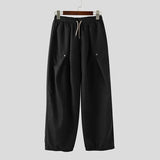 AIDASE  -  Men Wide Leg Pants Joggers Solid Color Drawstring Loose Trousers Men Streetwear Korean Style Fashion Casual Pants S-5XL aidase-shop
