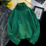 AIDASE  -  New Autumn Winter Men Turtleneck Sweater Pullover Tops Male Solid Color Loose Jumpers Mens Long Sleeve Knitted Tops P106 aidase-shop