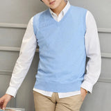 AIDASE  -  Men's Sleeveless Thickened V-neck Knitted Sweater Vest Casual Autumn Winter New Style Pure Color Short Sleeve Knitwear aidase-shop
