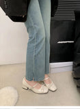 AIDASE  -  Leather Women Mary Jane Shoes Fashion Shallow Butterfly-knot Shoes Spring Autumn Wedding Party Shoes aidase-shop