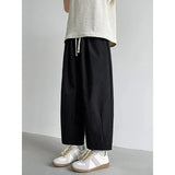 AIDASE  -  Summer Men's Linen Wide-Leg Cropped Pants High Waist Drawstring Casual Trousers aidase-shop