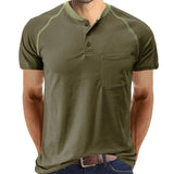 AIDASE  -  Summer High Quality Cotton Henley T-shirts Mens Casual Short Sleeve Tee Shirts Pullover Tops Henry Fashion Streetwear aidase-shop