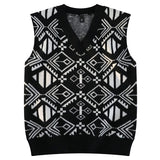 AIDASE  -  Fashion College Style Sweater Vest Men's V-neck Japanese Retro Knitted Sweater Daily Sleeveless Simple Jacquard Design aidase-shop