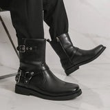 AIDASE  -  Winter Men High-top Chelsea Boots Black American Casual Side Zipper Fashion Buckle High-quality Boots Outdoor Training Boots Men aidase-shop