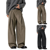 AIDASE  -  Old Fashion A Line Trousers With A Draped Textured Finish; Men's Casual Straight Leg Trousers. Foam aidase-shop