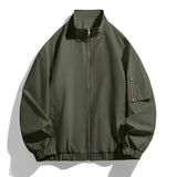 AIDASE  -  Thin Stand Collar Workwear Jacket Men New Spring Autumn Men's Solid Color Coat Zipper Fashion Windproof Bomber Jackets Man