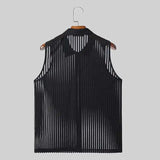 AIDASE  -  Spring Summer New Men's Dark Tide Casual Stripe Zipper Sleeveless Flip Collar Tank Tops Versatile Punk Fashion Vest aidase-shop