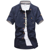 AIDASE  -  Summer men's Korean-style slim-fit embroidery small mushroom casual short-sleeved stand collar men's shirt aidase-shop
