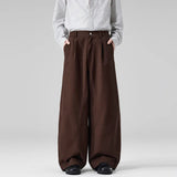 AIDASE  -  American New Fashion Men's Washed Cotton Solid Color Casual Trendy Daily Loose Simple Basic Wide Leg Trousers Male Pants aidase-shop