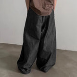 AIDASE  -  Men Wide Leg Pants Solid Color Button Joggers Loose Casual Straight Trousers Men Streetwear Korean Style Male Long Pants aidase-shop