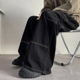 AIDASE  -  Summer New Men Jeans Loose Wide Leg Floor-Length Male Denim Pants Niche Design Style Highlighted Lines Trousers 21E6844 aidase-shop