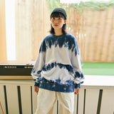 Aidase Japan fashion Retro Blue and White Tie-dye Loose round Neck Hoodie Male Student Couple Pure Cotton Pullover aidase-shop