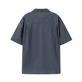 AIDASE  -  Summer New Striped Men Shirt Short Sleeve Loose Comfortable Male Tops Lapel Versatile Casual Fashion Menswear aidase-shop