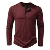 AIDASE  -  Spring Autumn Men Classic Casual Soild Color Shirt Men Fashion Tops Tees Men Slim Fit Long Sleeve Tshirt Tee Shirt aidase-shop