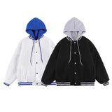 Aidase Men&Women Hooded Jacket Ins Hip Hop Waffle Fake Two-piece Windproof Streetwear Unisex Baseball Uniform Youth Male Bomber Jacket aidase-shop