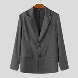 AIDASE  -  Men Striped Blazer Lapel Long Sleeve Button Casual Male Suit Streetwear Elegant Fashion Thin Coats Men Blazer S-5XL aidase-shop