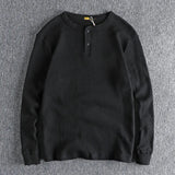 AIDASE  -  American Fashion Autumn Winter Men's Solid Color Simple Basic Casual Trendy Loose O-neck Long Sleeve T-shirts Male Top Clothes aidase-shop