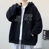 AIDASE  -  Retro American Streetwear Hoodie Jacket Men's Spring Autumn Loose Casual Couple Open Cardigan Fleece Lined Top aidase-shop