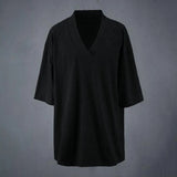 AIDASE  -  XS-5XL Summer Men's Solid Color V-Neck Short Sleeve T-Shirt American Retro Fashion Trendy Street Loose Casual Simple Men's Top aidase-shop