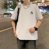 AIDASE  -  Men's T-Shirt 2025 Summer Trendy Personalized Letter Print Design Short Sleeve Round Neck Tees Versatile Menswear