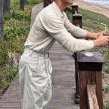 AIDASE  -  Spring Autumn Fashion Men's Polo Shirts Knitted Long Sleeve Button-up Polo Neck Tops Vintage Solid Color Mens Pullover Tops aidase-shop