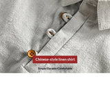 AIDASE  -  Mens Linen Short Sleeve Shirt Slim Fit Pullover Half Sleeve Retro Spring Summer Casual Breathable shirt Men's clothing aidase-shop