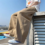 Aidase Harajuku Cotton Wide leg Oversize Pants Casual Pants Baggy Sweatpants Streetwear Long Pants For Men Straight Trousers
