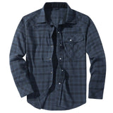 AIDASE  -  Men's Large Size Plaid Flannel Shirt Vintage Pearl Button Western Style Long Sleeve Shirt Checkered Patterned Menswear aidase-shop
