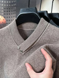 Aidase Men's Woolen Sweater V-neck Pullover Thickened  Solid Color Business Casual Sweater Winter Knitted Bottoming aidase-shop