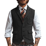 Aidase Men Vest Brown Herringbone Business Waistcoat Jacket Casual Slim For Wedding Groom Banquet Gilet Vest aidase-shop