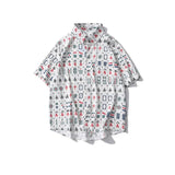 AIDASE  -  Europe American Street Retro Fun Printed Short Sleeved Shirt Men's Trendy Loose BF Casual Half Sleeved Shirts Poker Mahjong Tops aidase-shop